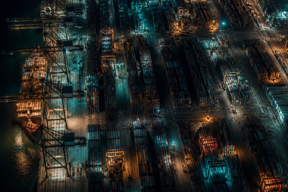 Container port operating at night